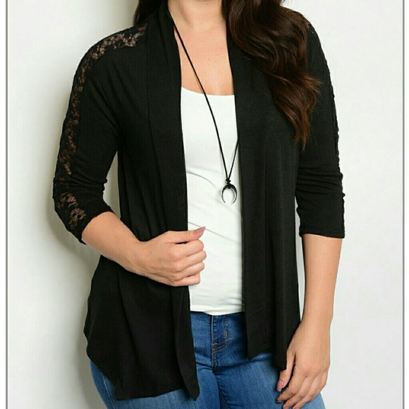 1eyed 1der boutique Sweaters - Open Cardigan with Lace 1eyed 1der boutique Sweaters - Open Cardigan with Lace